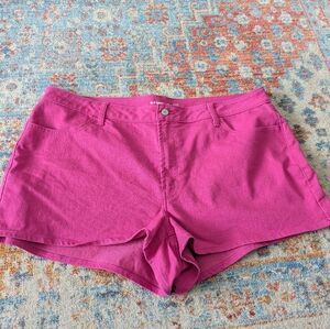 Old Navy Women's 22 High-Waisted Wow Jean Shorts Dragonfruit Pink Stretch